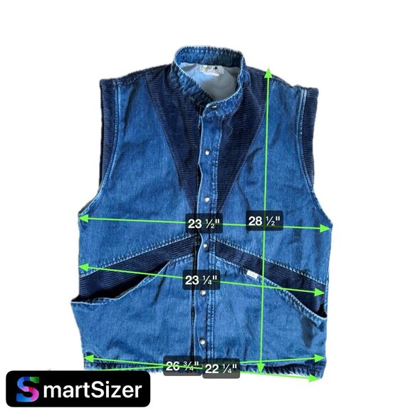 Vtg Lois Jean Vest Mens XL Blue Trucker Denim Corduroy Western Biker Snap Button - Picture 9 of 9